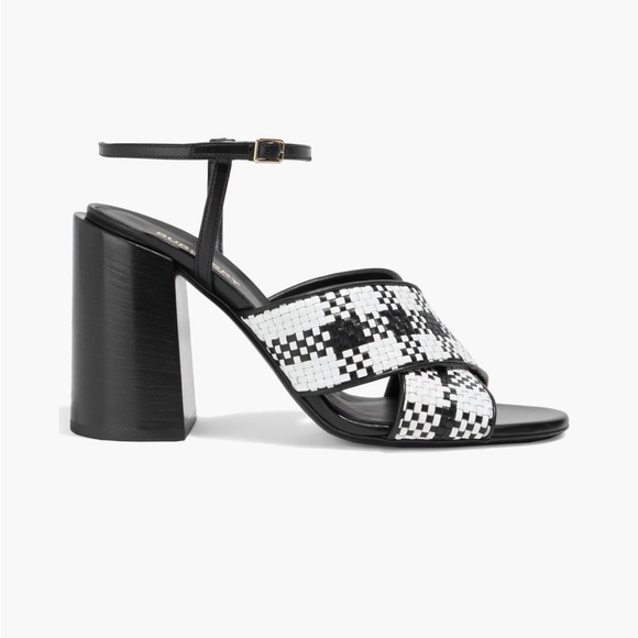 BURBERRY Checked basketweave leather sandals - Picture 2 of 14